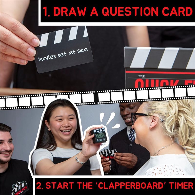Quick Games Party - ABTI-ボクサーギフト クイックフリックストリビアゲーム-映画愛好家＆映画ファン向け-楽しい家族＆パーティーゲームナイトフリックス