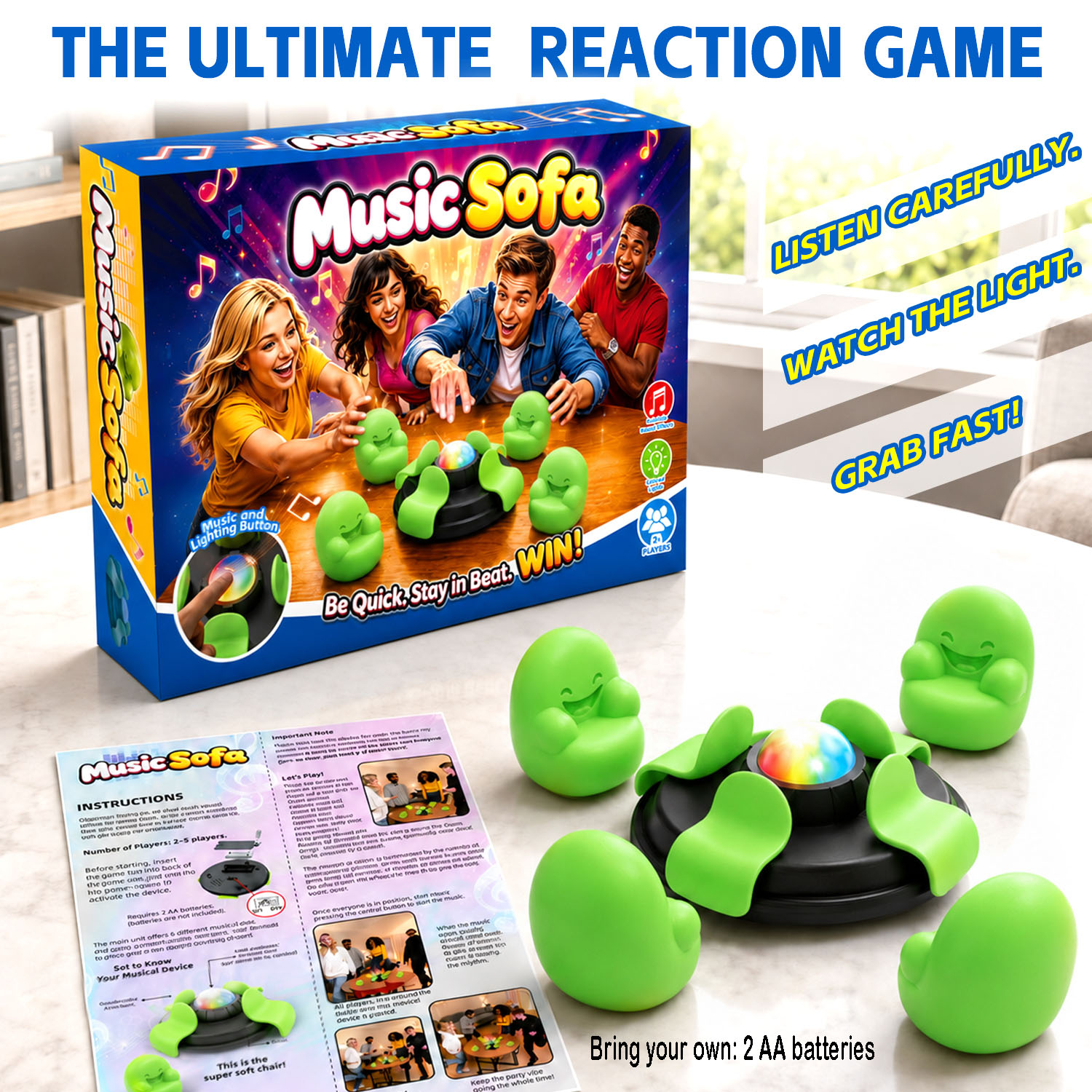 Quick Games Party - 子供用ミュージカルチェアグラブゲームファミリーパーティーインタラクティブ回転玩具デスクトップクイック思考ゲーム