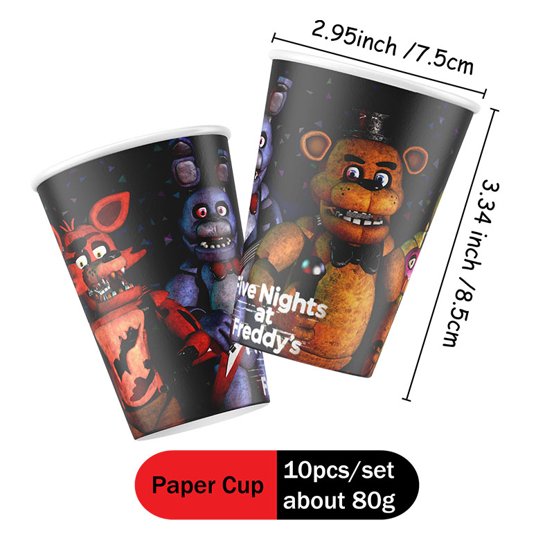 FNAFテーマの紙皿、カップ、カップケーキトッパー、Five - Party Games At Wedding のレビューと価格