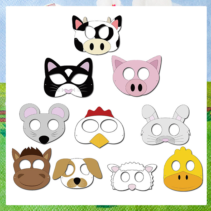 10 個ファームテーマ漫画動物クリエイティブコスプレ紙マスク - Party Games No Supplies のレビューと価格