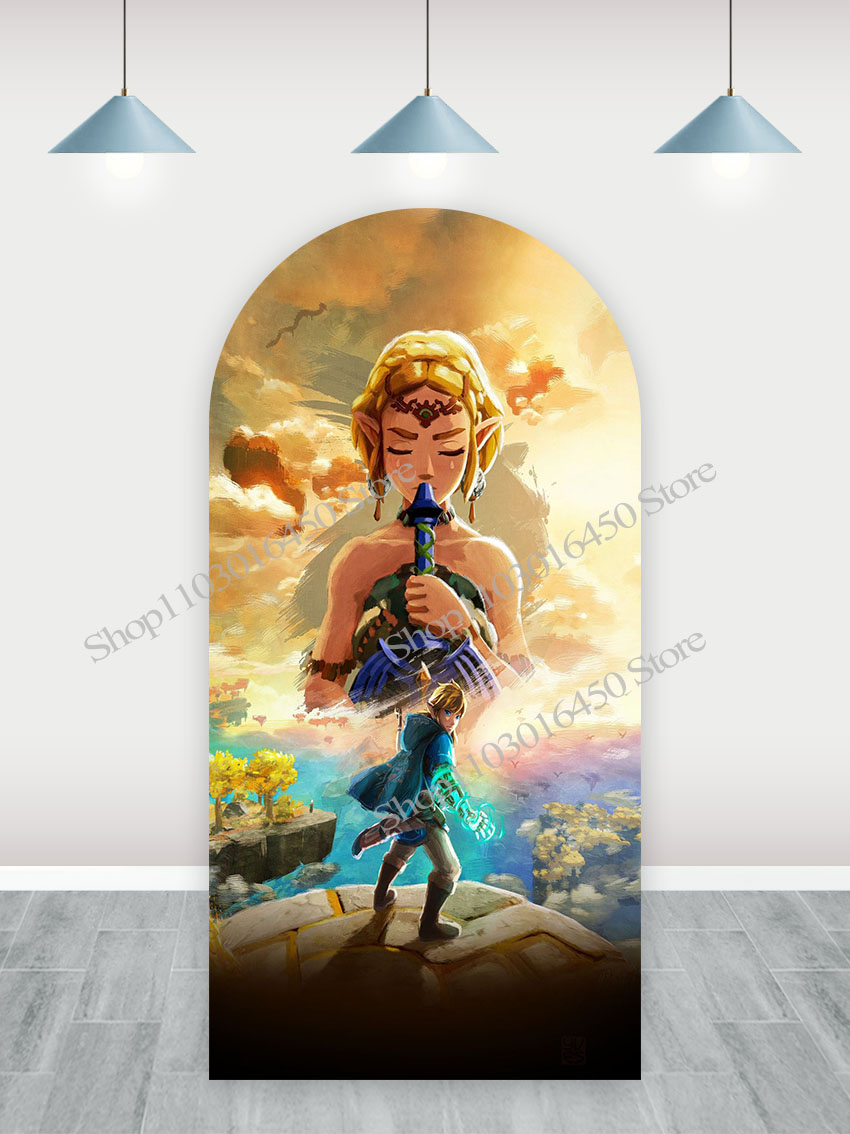 ゼルダの伝説アーチ両面写真撮影背景ゲームテーマポリエステル男 - 3Rd Party Zelda Games のレビューと価格